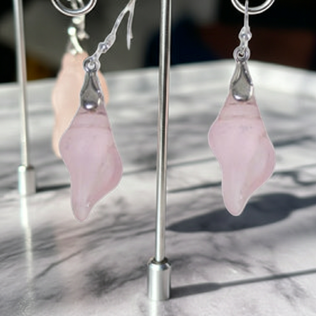 Pink Sea Glass Drop Earrings in a Beach Motif