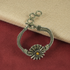 Topaz Crystal &  Antique Gold Sun Burst Bangle Bracelet
