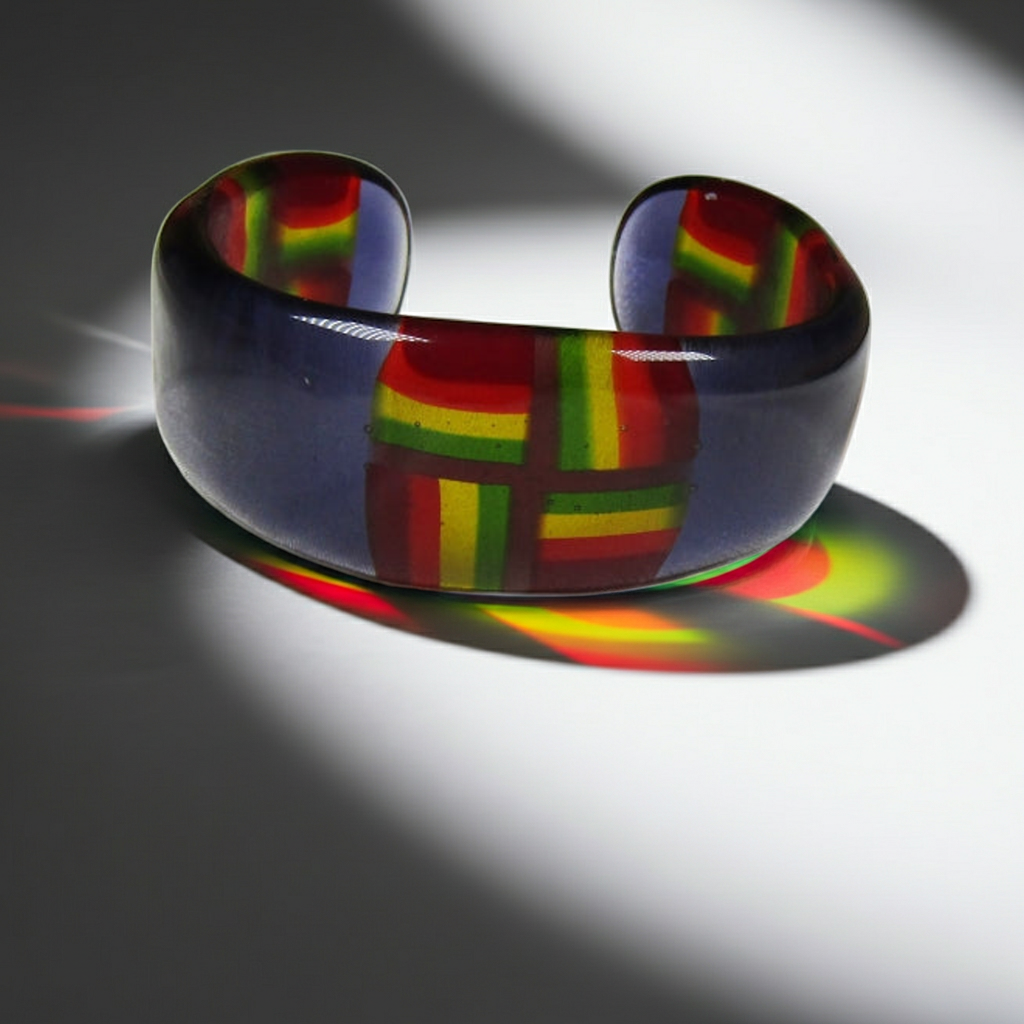 Purple Fused Glass Cuff Bangle Bracelet