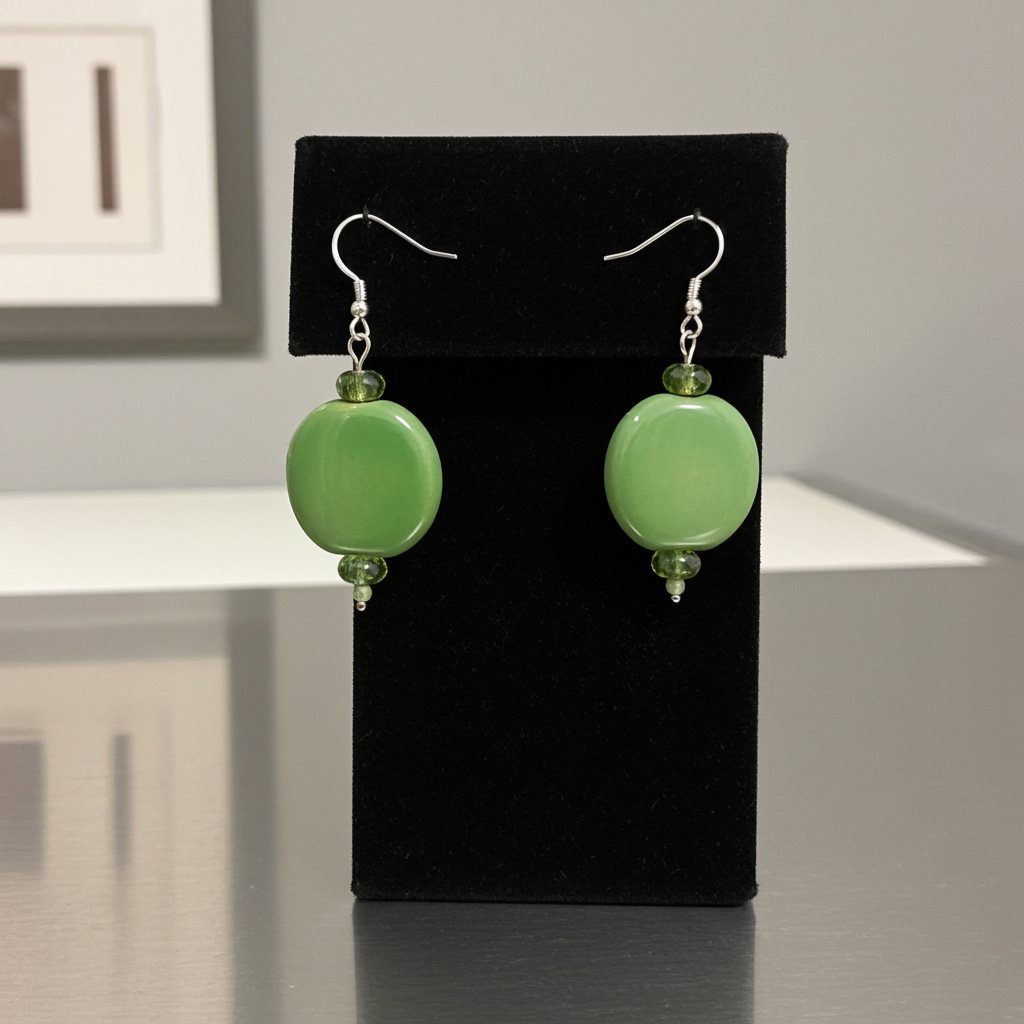 Apple Green Kazuri Earrings Fair Trade Drop Earrings