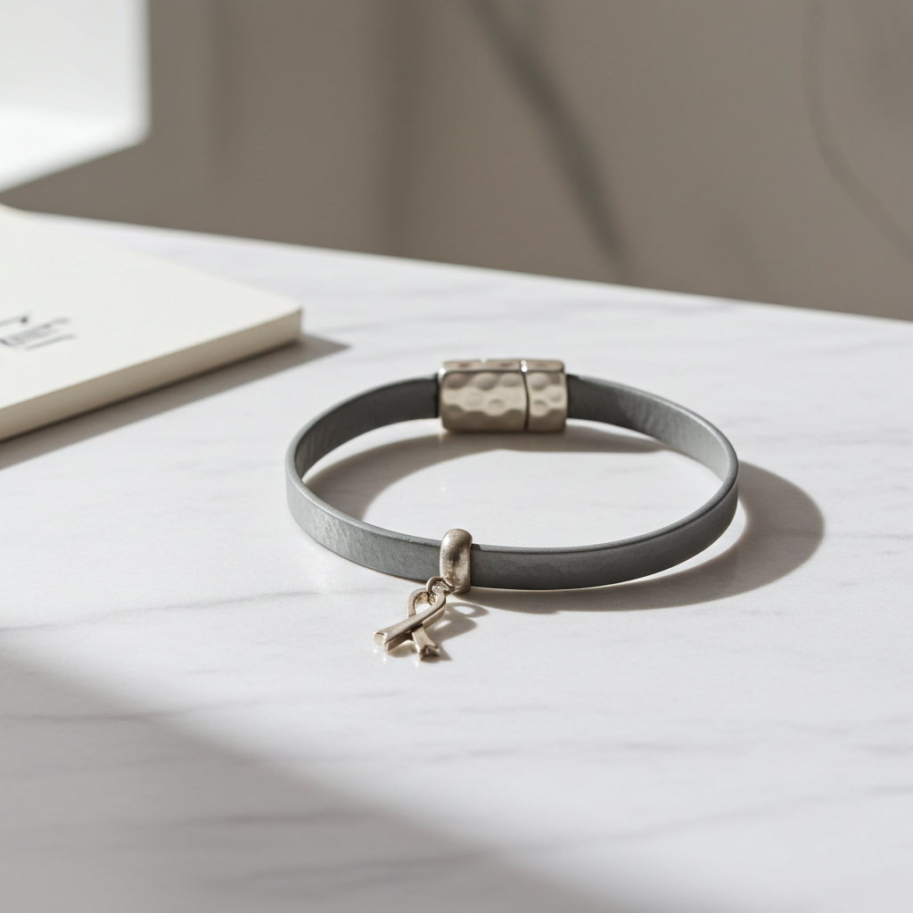 Awareness Bracelet in Grey Leather