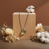 Beige Crystal Heart Pendant Necklace