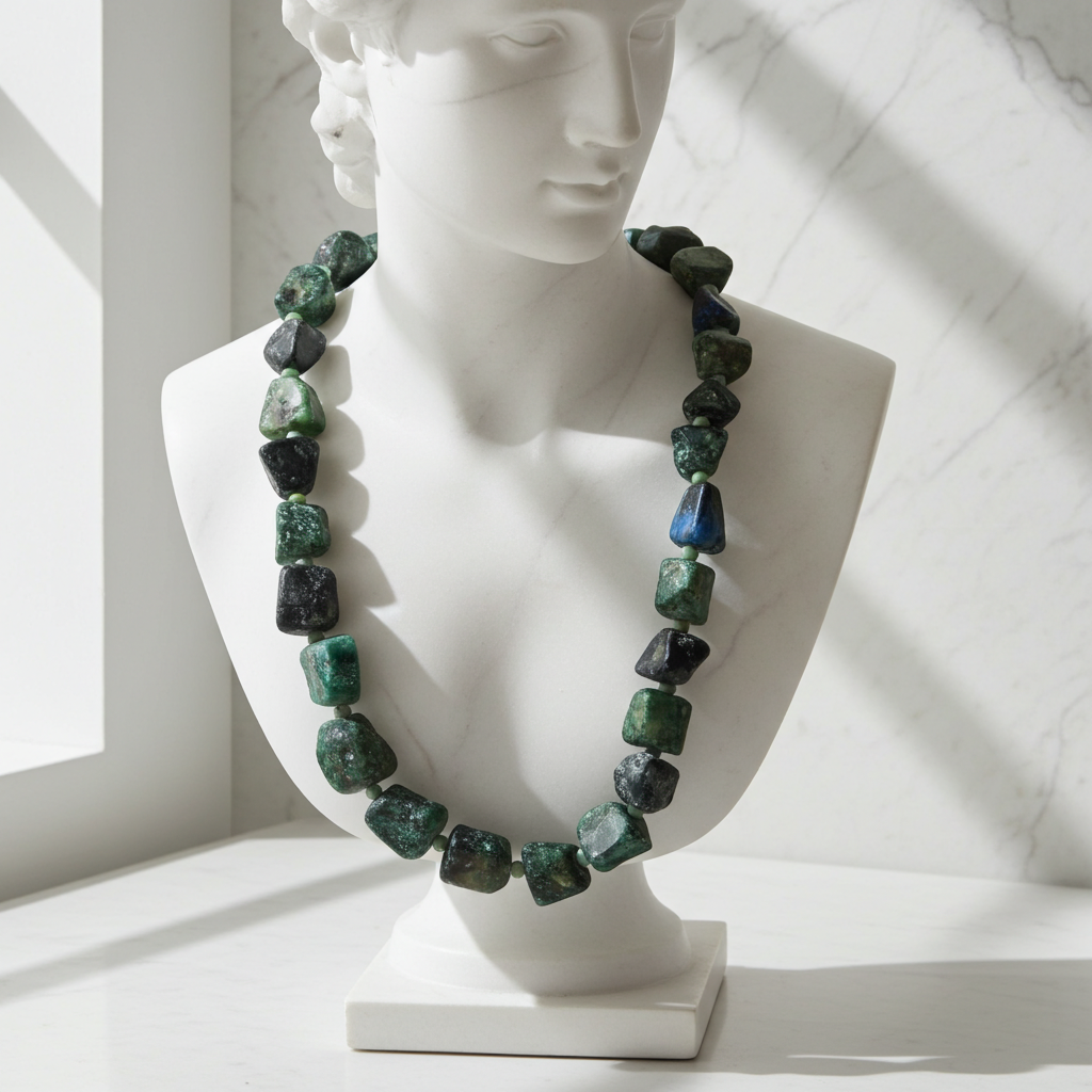 Statement Chrysocolla Rough Gemstone Nugget Necklace