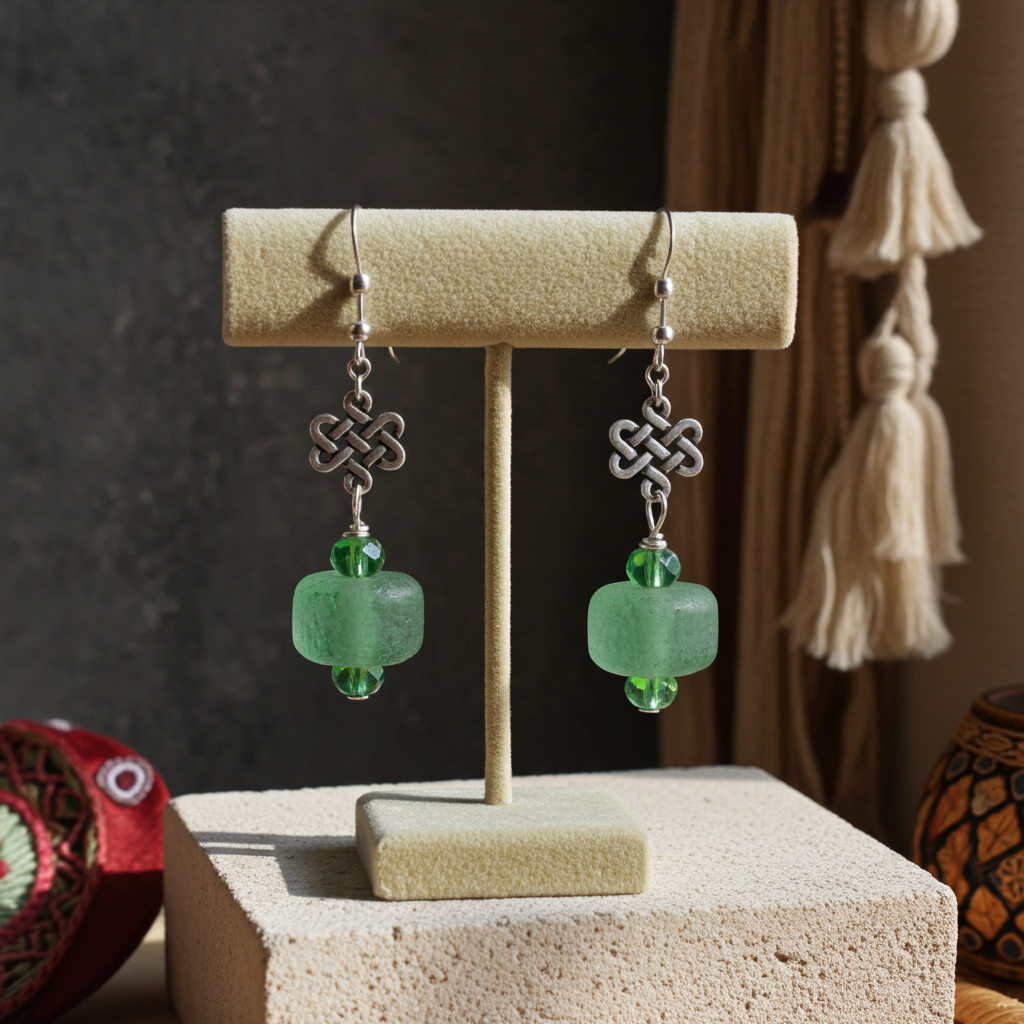 Frosted Green Sea Glass Earrings
