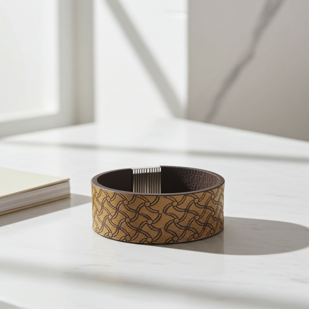 Brown Wide Cuff Leather Bracelet for a Man