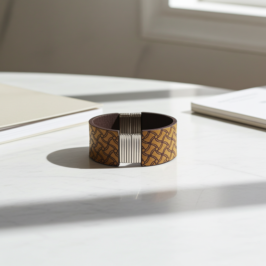 Brown Wide Cuff Leather Bracelet for a Man