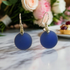Royal Blue Coin Sea Glass Drop Earrings