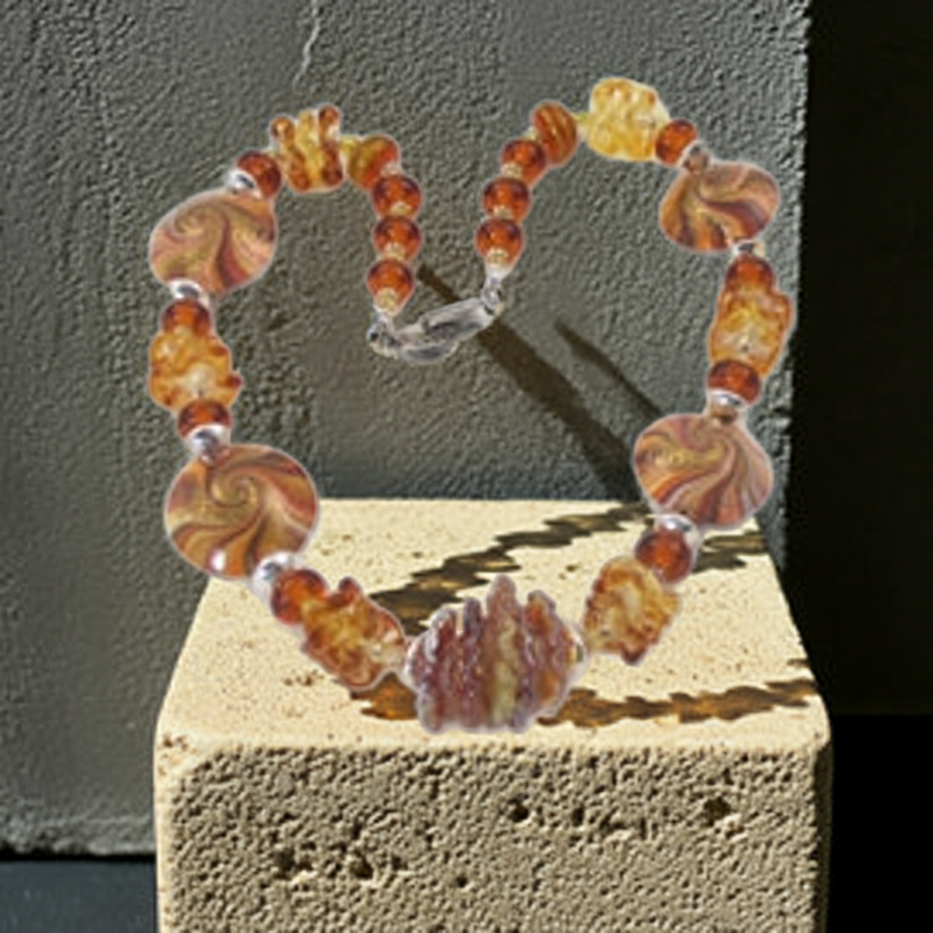Sassy Swirl Handmade Bead Necklace in Brown and Gold