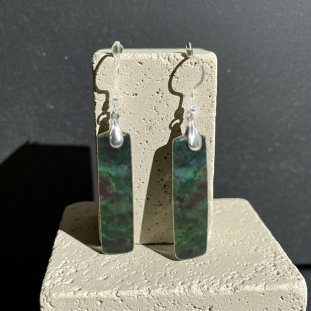 Chrysocolla Gemstone Handcrafted Drop Earrings