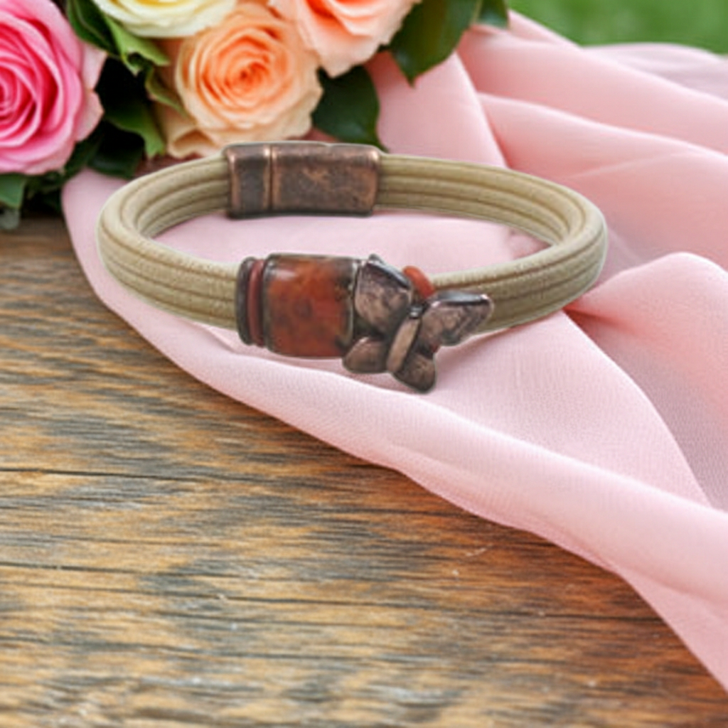 Beige Ragaliz Corduroy Rubber Bracelet