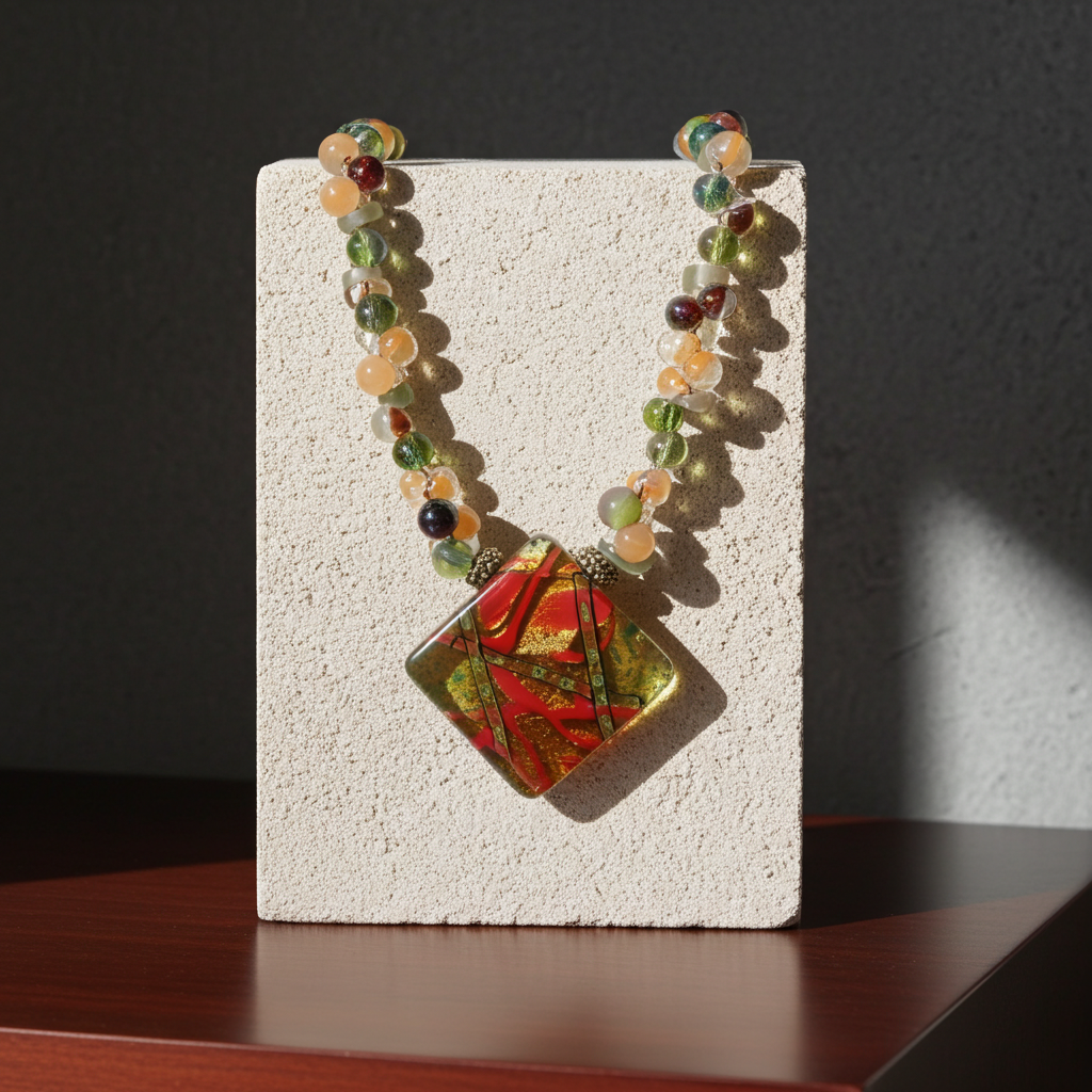 Big Bold Peach Handmade Artisan Bead Necklace