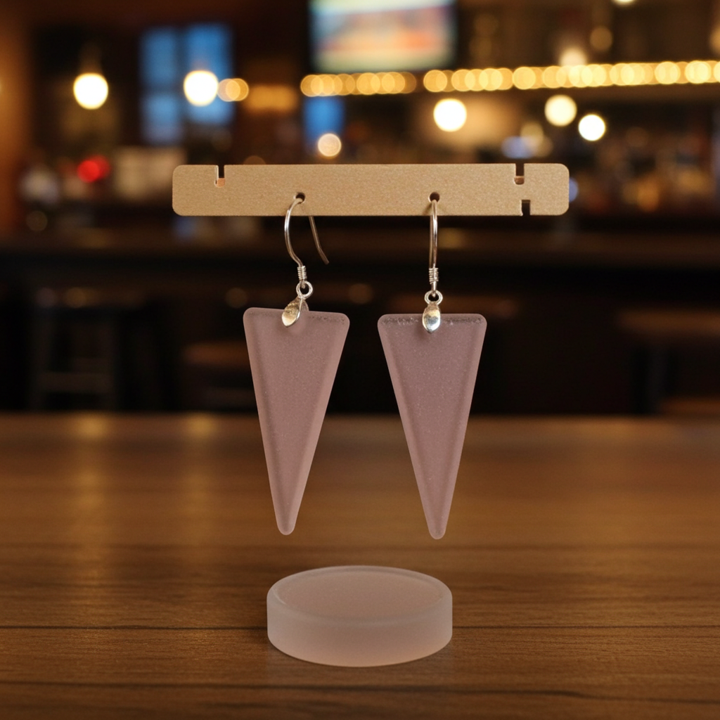 Pink Triangle Sea Glass  Earrings