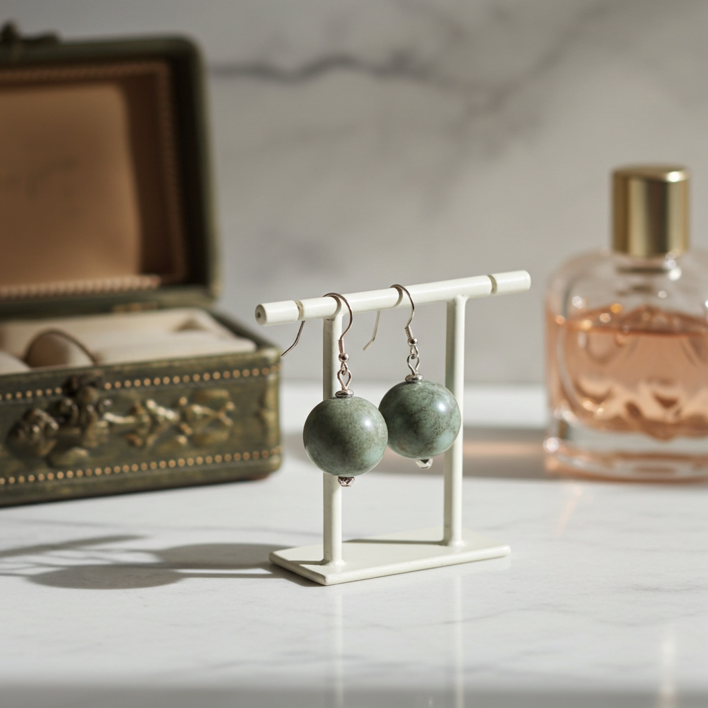 Kazuri Fair Trade Bead Green Earrings