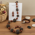 Wood & Beaded Bead Necklace Earrings and Leather Bracelet JSet