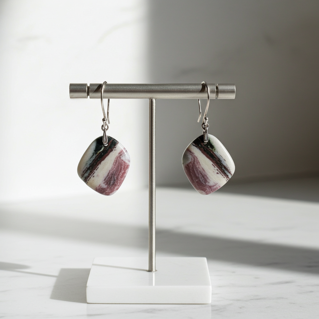 Ocean Jasper Gemstone Drop Earrings
