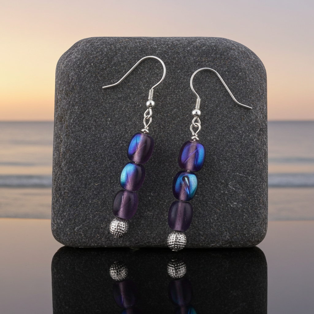 Lilac Beads Sterling Silver Earrings