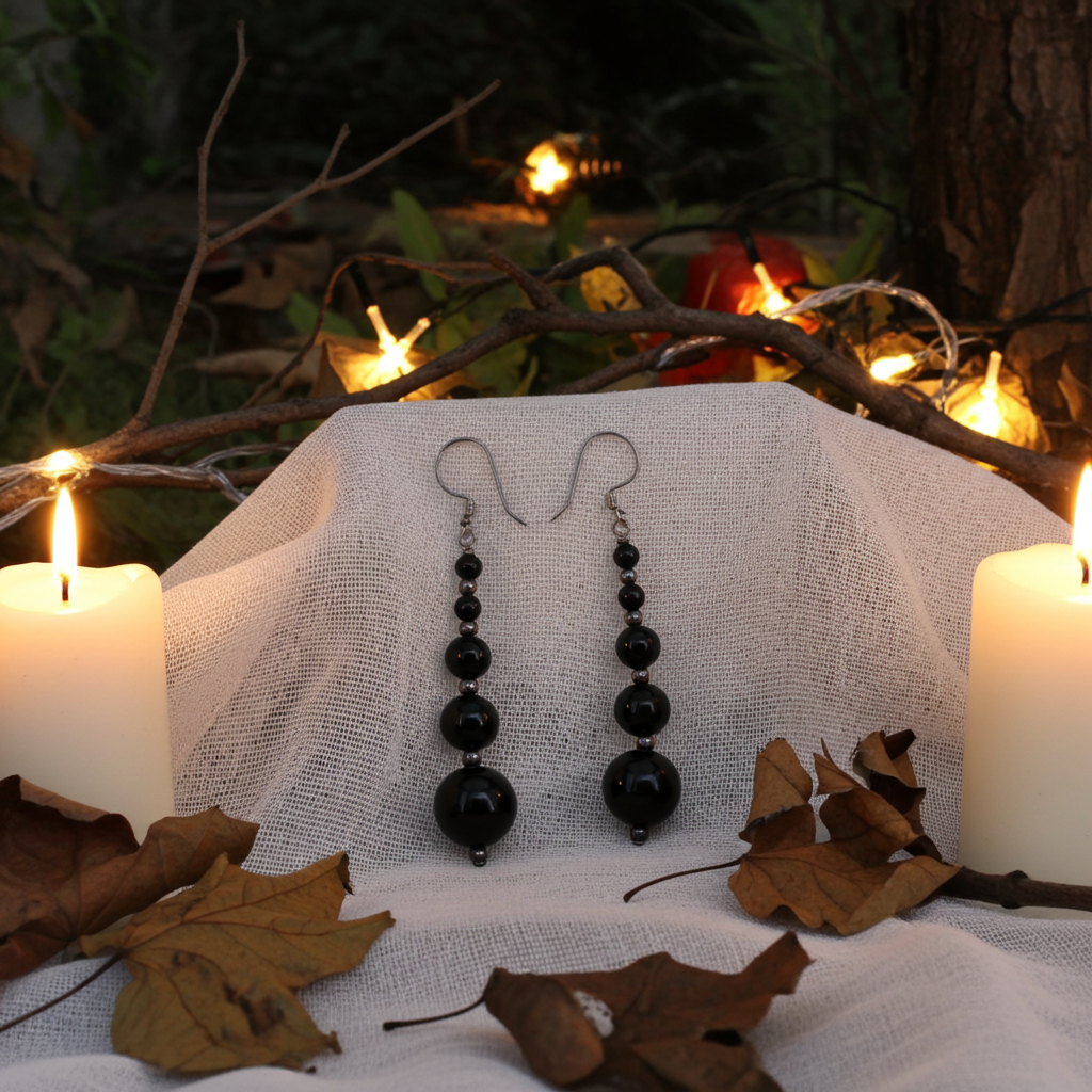 Long Black Onyx Earrings