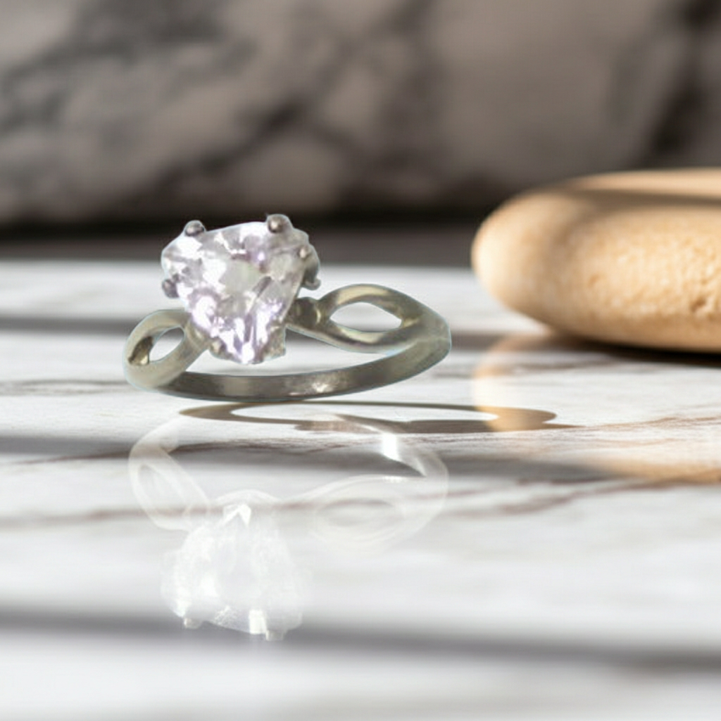 Morganite Trillion Cut Gemstone Ring Size 7