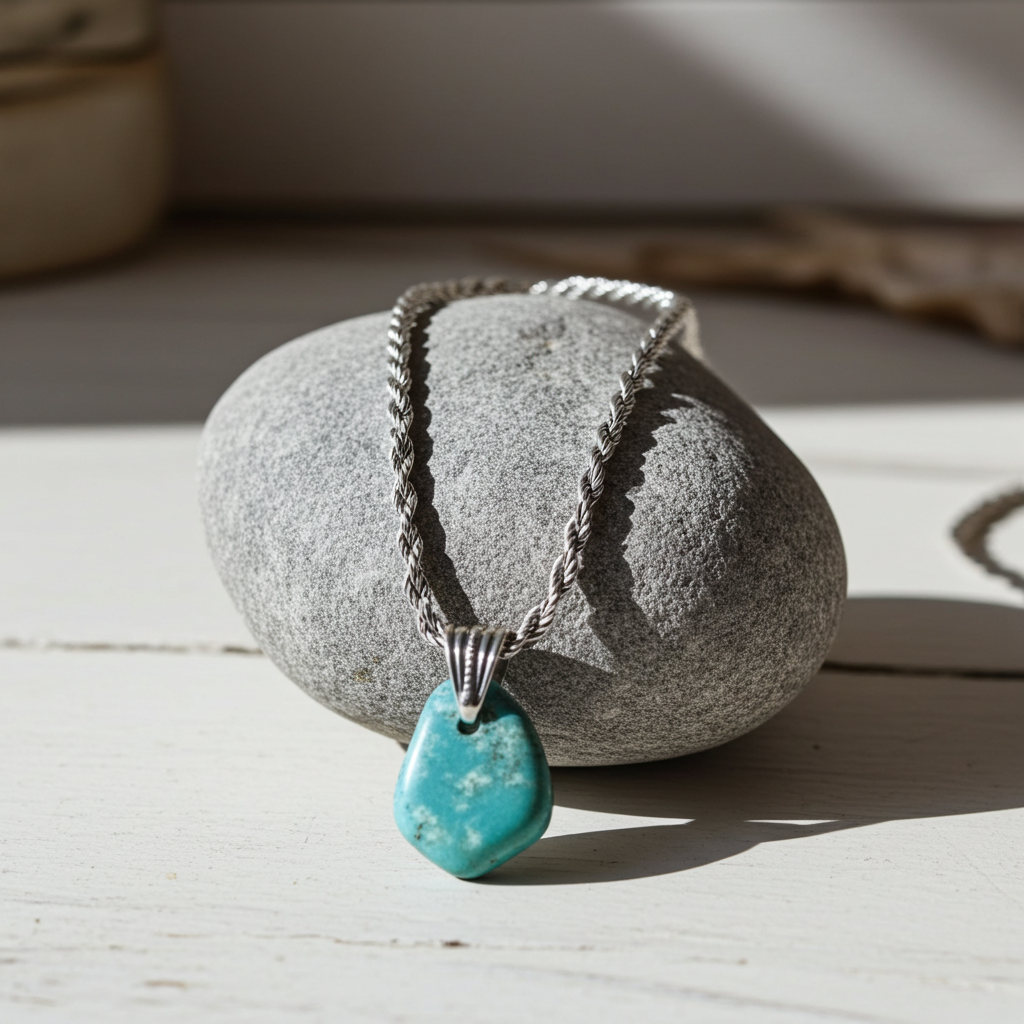 Mexican Turquoise Pendant - Campo Frio Turquoise Pendant Necklace