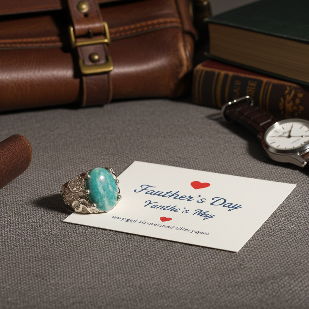 Man's Blue Green Gemstone Amazonite Ring Size 10 1/2