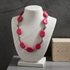 Big Bold Vegetable Ivory Tagua Nut Bead Necklace in Hot Pink