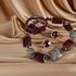 Handmade Raku, Wood and Licorice Leather Jewelry Set in Maroon