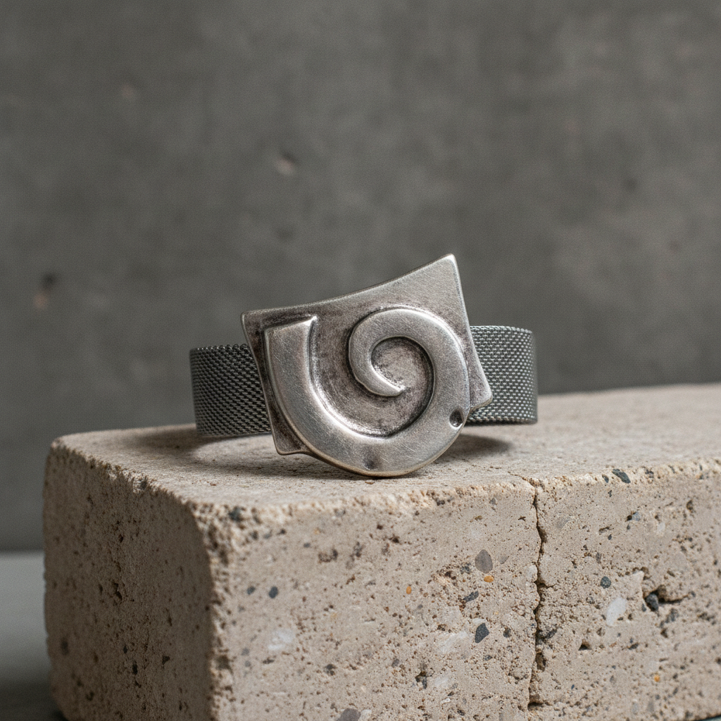 Affordable  Cuff  Bracelet with Large Silver Abstract Focus