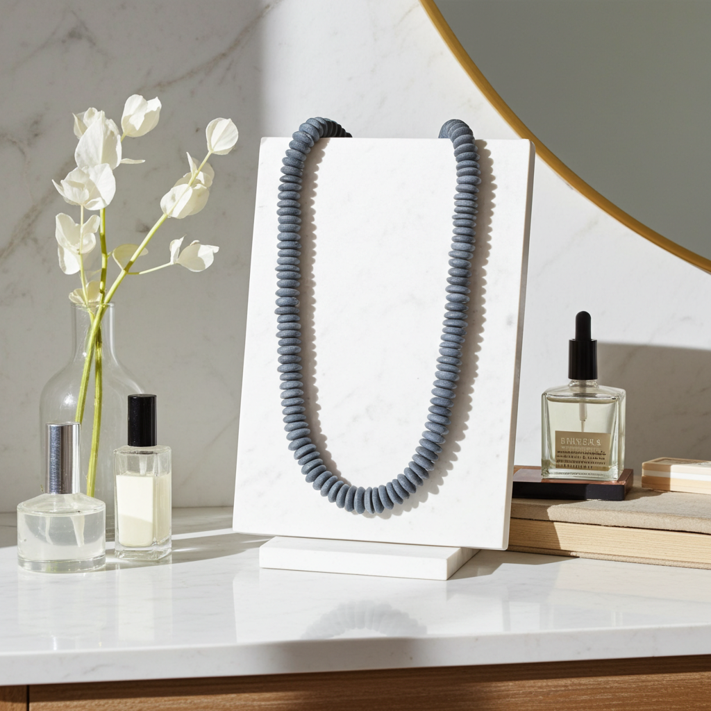 Dark Blue Grey Men's Beaded Necklace