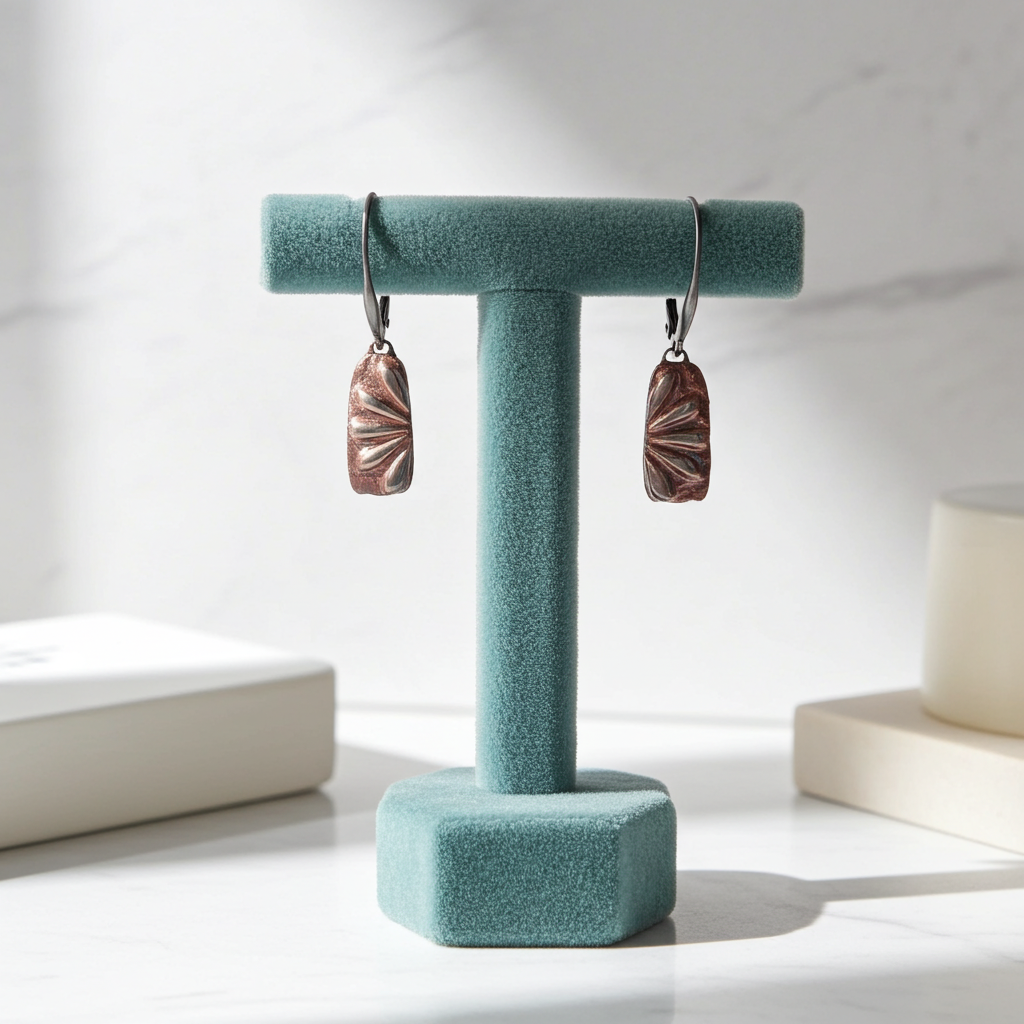 Rust Luster Flower Raku  Artisan Handmade Earrings