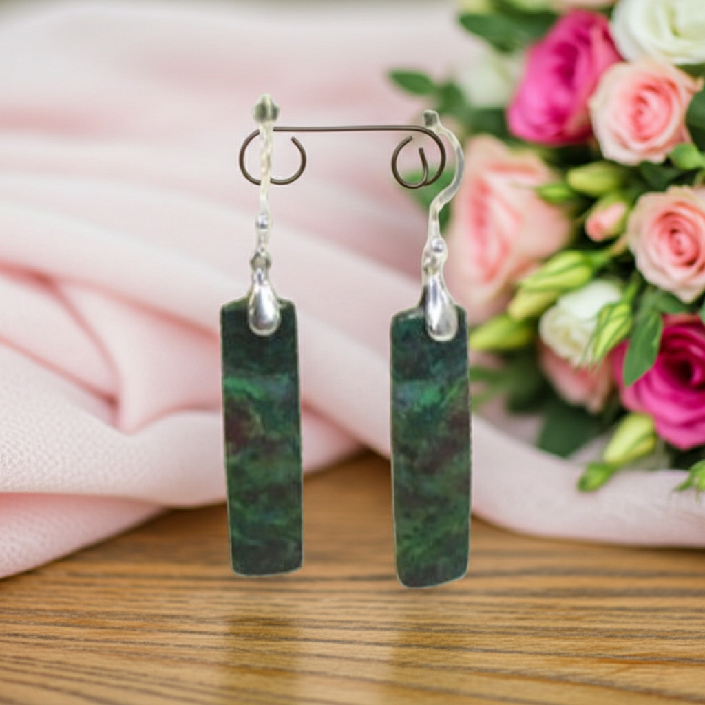 Chrysocolla Gemstone Handcrafted Drop Earrings