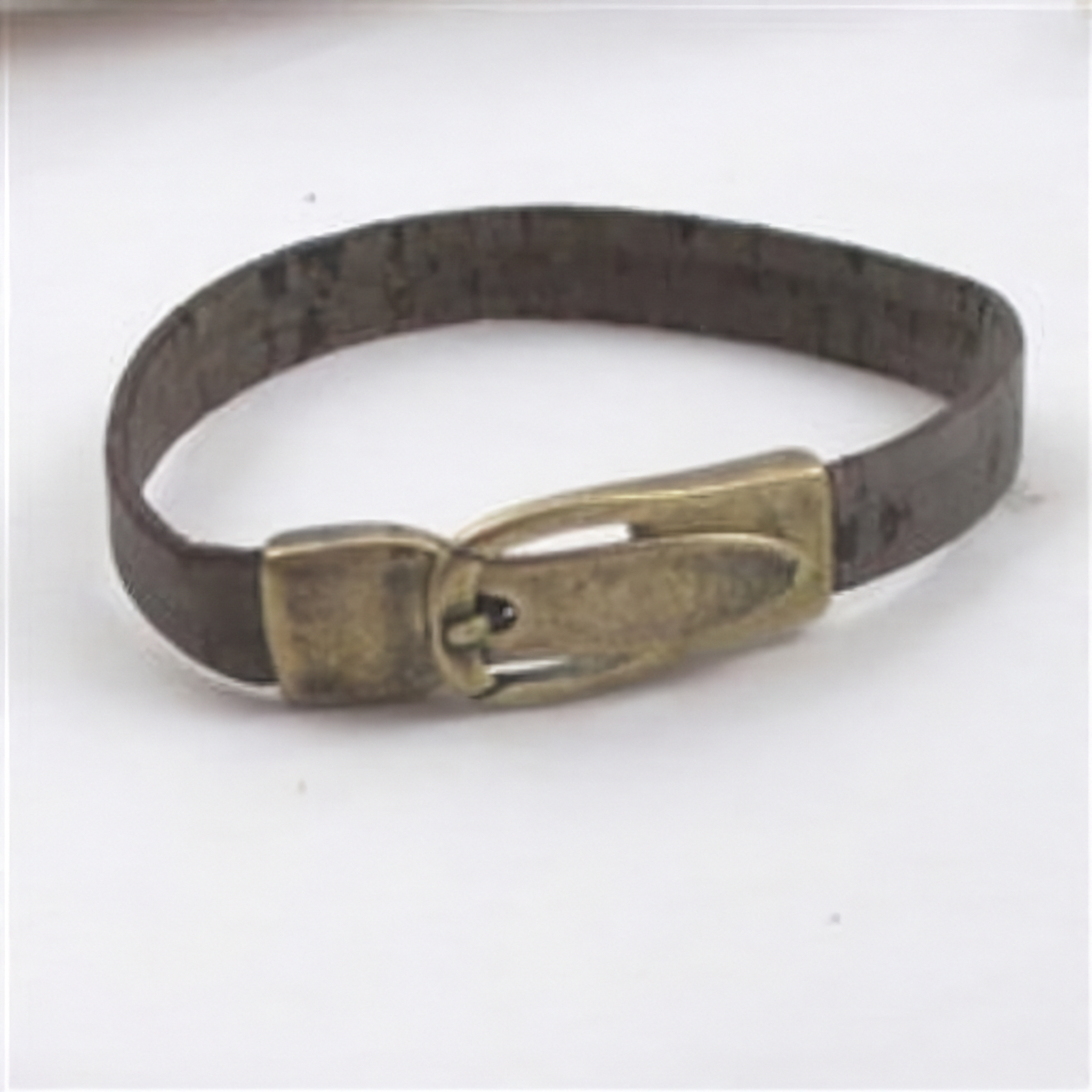 Brown Man's Vegan Cork Bracelet with Buckle Clasp