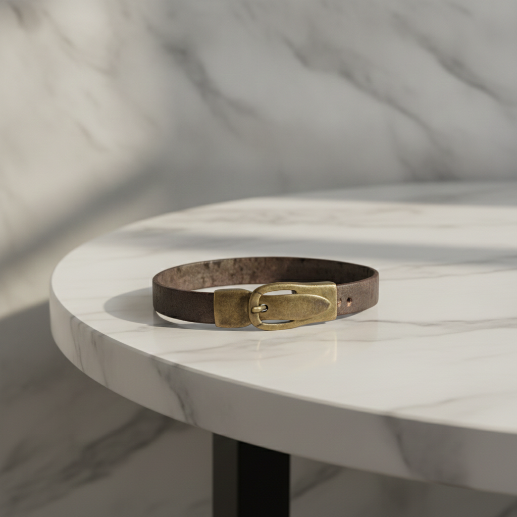 Brown Man's Vegan Cork Bracelet with Buckle Clasp