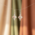Rock Crystal Quartz Cube Earrings- Gold Ear Wires