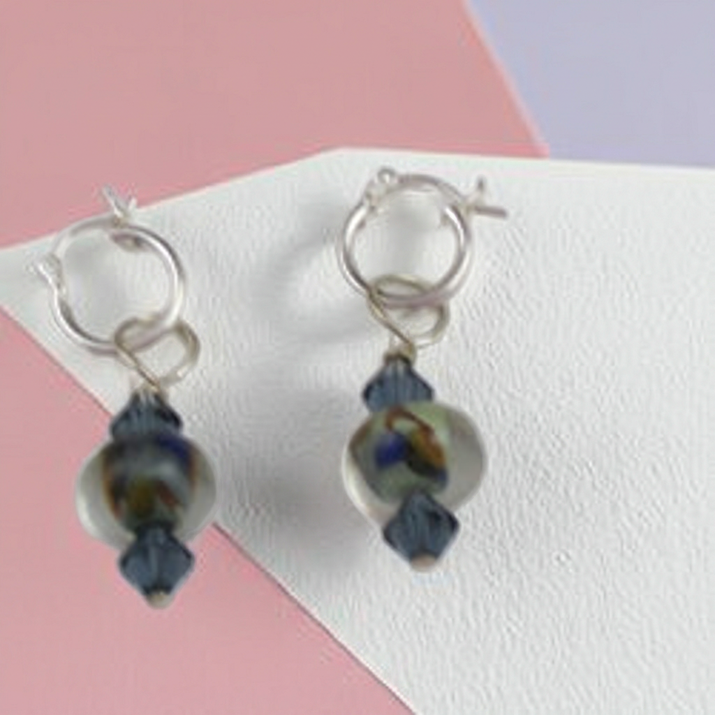 Montana Laturn Blue Artisan Glass Bead Hoop Earrings