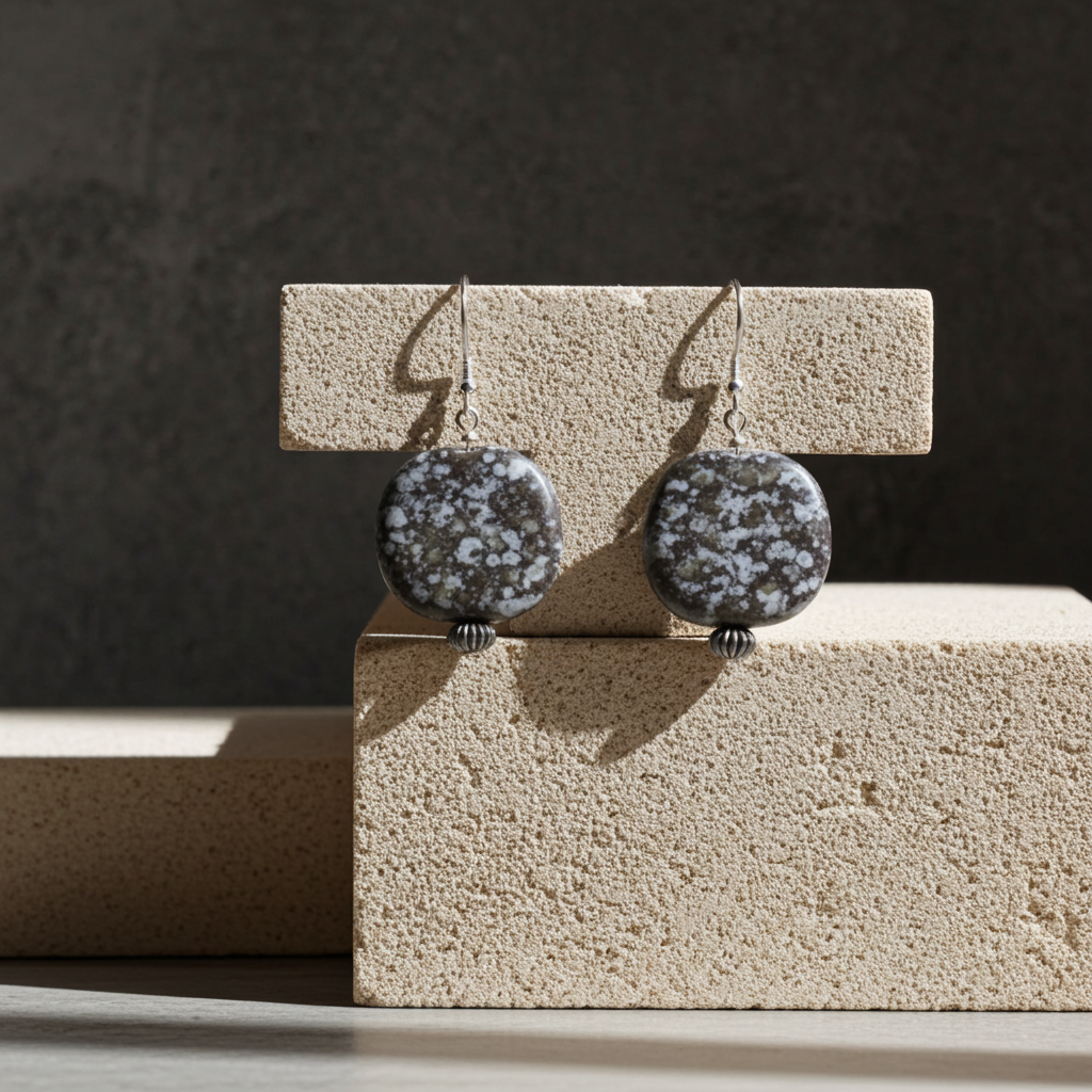 Brown Speckled Kazuri Earrings