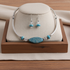 Aqua Handmade Artisan  Bead Necklace & Earring Set
