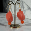 Drop Earrings Big Bold Orange Lucite Nugget Beads