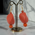 Drop Earrings Big Bold Orange Lucite Nugget Beads