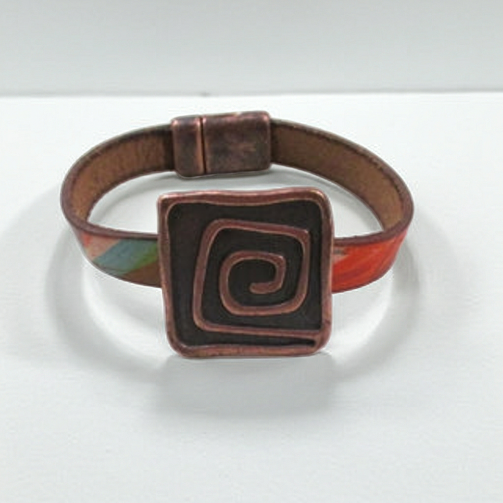 Multi-colored Flat Leather with Copper focus