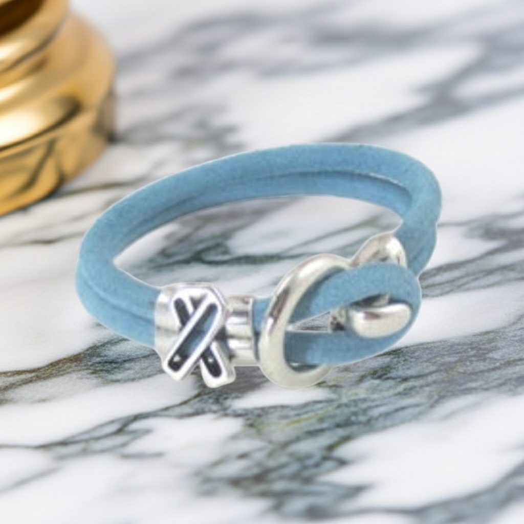 Lght Blue Awareness Suede Cord Bracelet Unisex