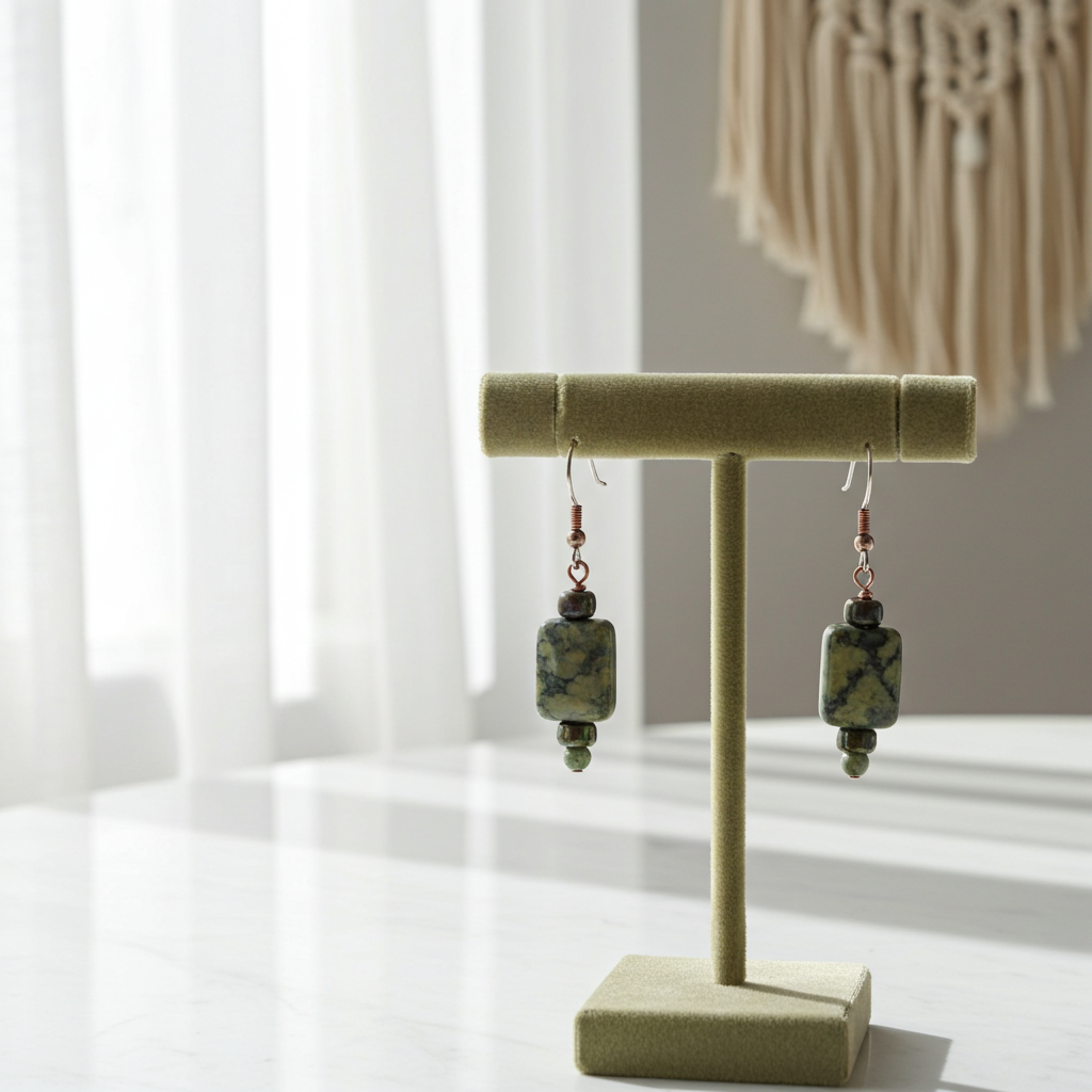 Rhyolite Gemstone Drop  Earrings