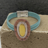 Destressed Pastel Turquoise Leather Bracelet Tri-colored Ringed Accent