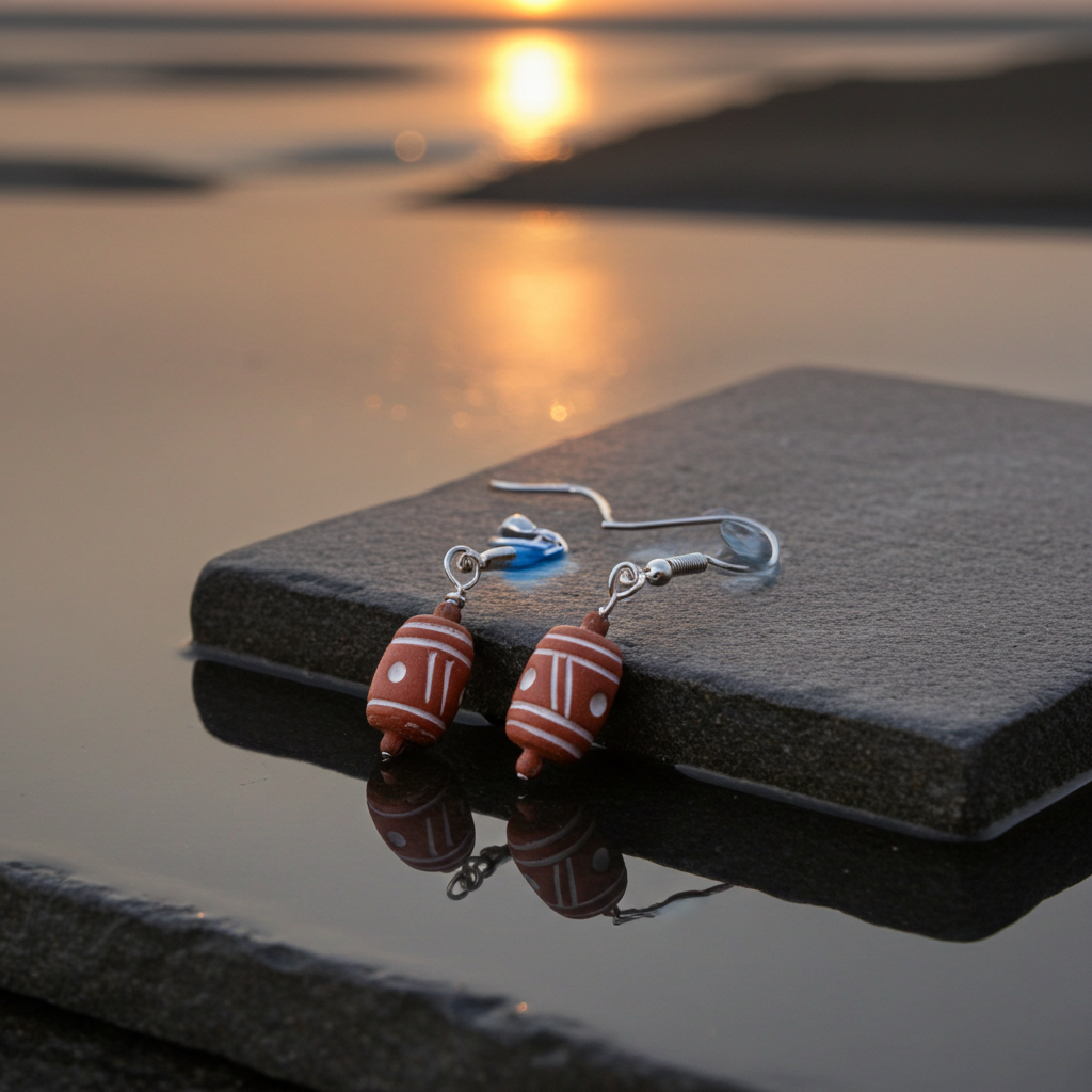 Terracotta African Clay Trade Handmade Bead Earrings