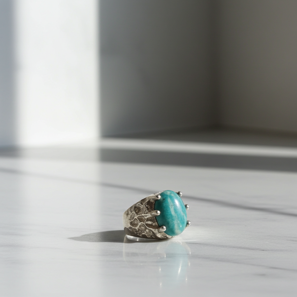 Man's Blue Green Gemstone Amazonite Ring Size 10 1/2