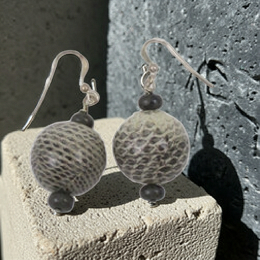 Unique Earrings Handcrafted Snake Skin Beads