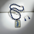 Lapis Lazuli Gemstone Blue Woman Pendant Necklace & Earrings