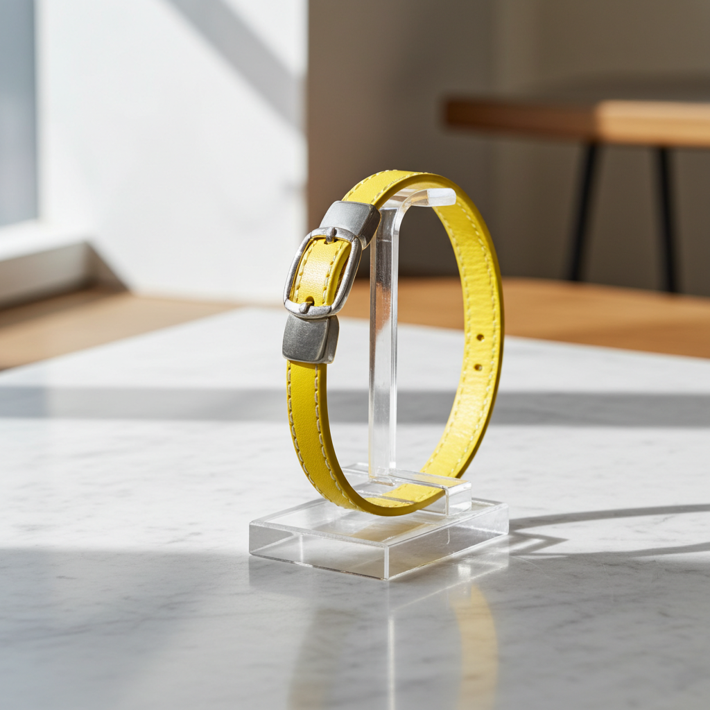 Man's Yellow Leather Bracelet