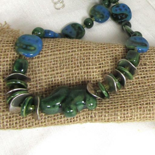 Green Kazuri Beaded Necklace