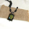 Black gemstom=ne Necklace with peacock black pendant