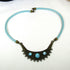 Antique Brass & Aqua Leather Necklace